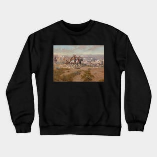 Native American Warriors Attacking The Settlers - Vintage Western American Art Crewneck Sweatshirt